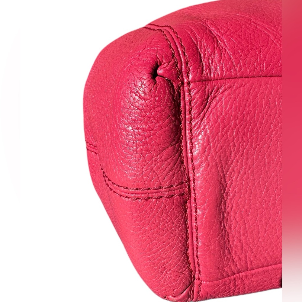 COACH LEXY Pink Oxblood Pebbled Leather Shoulder Tote Like Butter Soft 14x11x5D - Picture 10 of 16